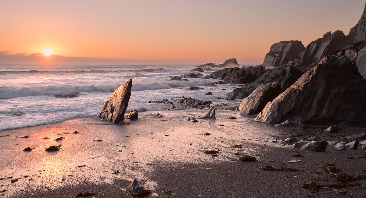 Sunset at Aymer Cove, South Devon